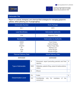 D3.1 Report on Cultural, Biological, and Chemical Field