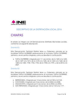 Descriptivo De La Distritación Local 2016