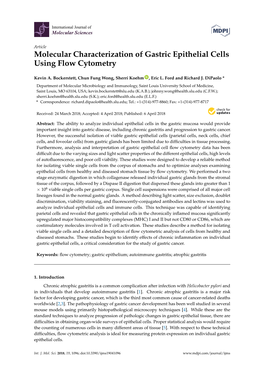 Molecular Characterization of Gastric Epithelial Cells Using Flow Cytometry