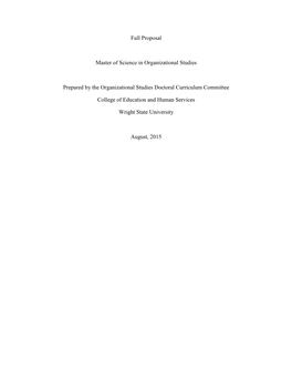 Full Proposal Master of Science in Organizational Studies Prepared By