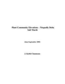 Plant Community Elevations – Nisqually Delta Salt Marsh