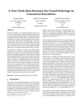 A Tree Clock Data Structure for Causal Orderings in Concurrent Executions