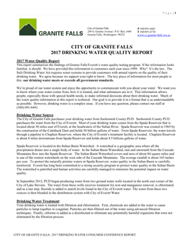 City of Granite Falls 2017 Drinking Water Quality Report