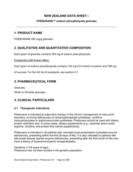 NEW ZEALAND DATA SHEET – PHEBURANE™ Sodium Phenylbutyrate Granules