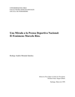 Una Mirada a La Prensa Deportiva Nacional: El Fenómeno Marcelo Ríos