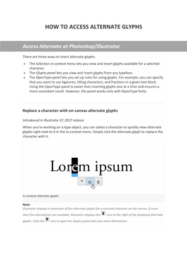 How to Access Alternate Glyphs