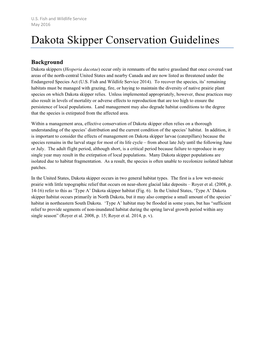 Dakota Skipper Conservation Guidelines
