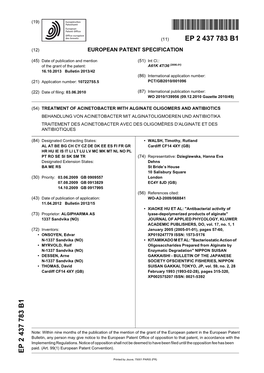 Treatment of Acinetobacter with Alginate Oligomers