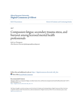 Compassion Fatigue, Secondary Trauma Stress, and Burnout Among