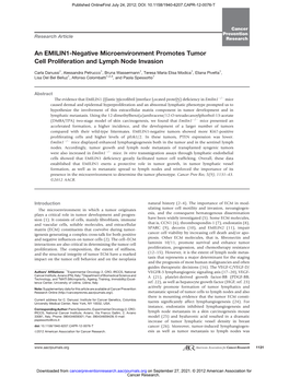 An EMILIN1-Negative Microenvironment Promotes Tumor Cell Proliferation and Lymph Node Invasion