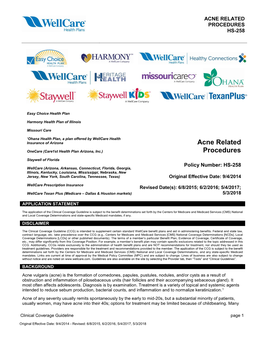 Acne Related Procedures Hs-258