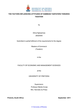 The Factors Influencing Attitudes of Namibian Taxpayers Towards Taxation