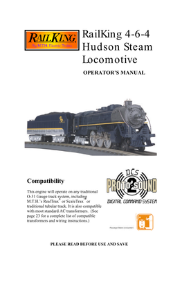 Railking 4-6-4 Hudson Steam Locomotive OPERATOR’S MANUAL