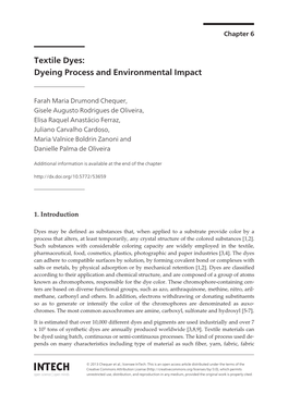Textile Dyes: Dyeing Process and Environmental Impact
