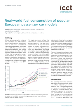 Real-World Fuel Consumption of Popular European Passenger Car Models