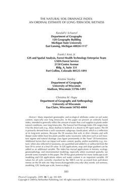 The Natural Soil Drainage Index: an Ordinal Estimate of Long-Term Soil Wetness