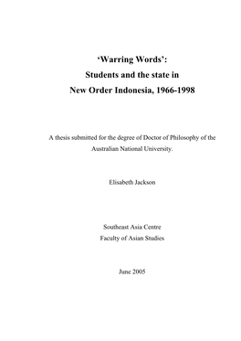 Mahasiswa - and Was Right About It! Tony Liddicoat Provided Guidance on the Theoretical Aspects of the Thesis in the Early Stages of My Candidature