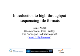 Introduction to High-Throughput Sequencing File Formats