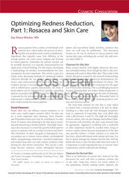 Rosacea and Skin Care Zoe Diana Draelos, MD
