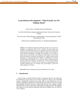 Lean Software Development – What Exactly Are We Talking About?