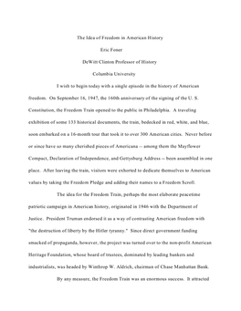 The Idea of Freedom in American History Eric Foner Dewitt Clinton