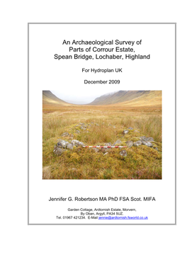An Archaeological Survey of Parts of Corrour Estate, Spean Bridge, Lochaber, Highland