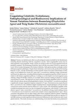 Coagulating Colubrids