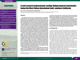 Unique Layered Cataclasites Below the West Salton Detachment Fault, Southern California GEOSPHERE; V