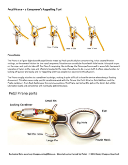 Petzl Pirana – a Canyoneer’S Rappelling Tool