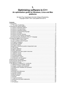 Optimizing Software in C++ an Optimization Guide for Windows, Linux and Mac Platforms