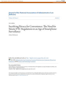Sacrificing Privacy for Convenience: the Need for Stricter FTC Regulations in an Age of Smartphone Surveillance, 34 J