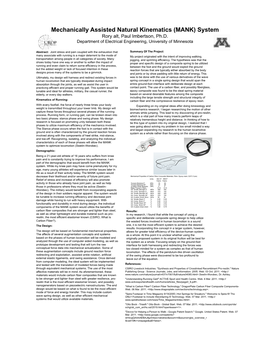 Mechanically Assisted Natural Kinematics (MANK) System Rory Alt, Paul Imbertson, Ph.D