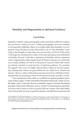 Humility and Magnanimity in Spiritual Guidance