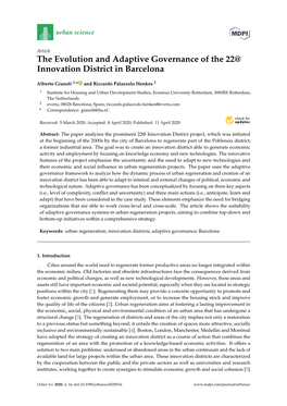 The Evolution and Adaptive Governance of the 22@ Innovation District in Barcelona