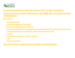 (For Mac, Command-F). Search Using the Key Words Listed Below, by Date (MMM