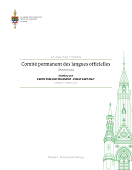 Témoignages Du Comité Permanent Des