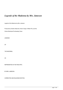 Legends of the Madonna by Mrs. Jameson</H1>