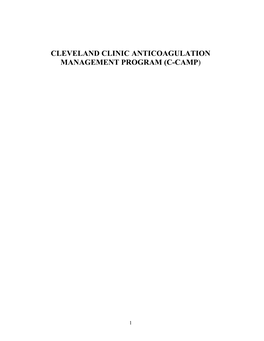 Cleveland Clinic Anticoagulation Management Program (C-Camp)