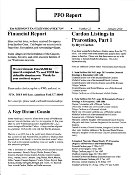 January 2000 Cardon Listings in Prarostino, Part 1