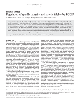 Regulation of Spindle Integrity and Mitotic Fidelity by BCCIP