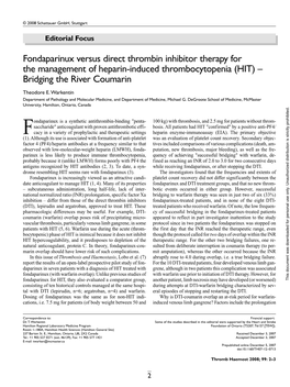 Fondaparinux Versus Direct Thrombin Inhibitor Therapy for The