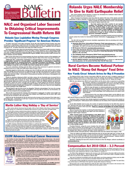 NALC and Organized Labor Succeed in Obtaining Critical Improvements