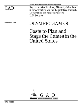 GAO-02-140 Olympic Games Contents