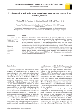 Physico-Chemical and Antioxidant Properties of Mesocarp and Exocarp from Borassus Flabellifer