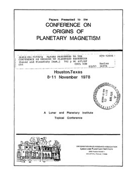 Conference on Origins of Planetary Magnetism