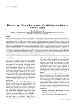 Historical and Cultural Backgrounds of André Godard's Research Activities in Iran