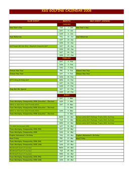 Kgs Golfing Calendar 2008