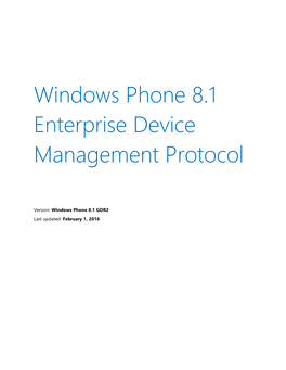 Windows Phone 8.1 Enterprise Device Management Protocol