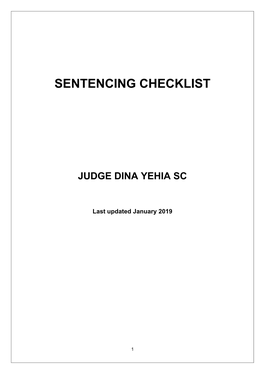 SENTENCING CHECKLIST January 2019 Judge Dina Yehia