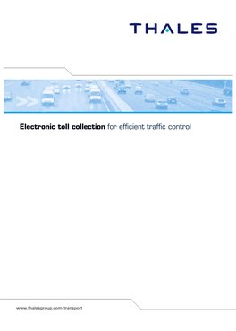 Electronic Toll Collection for Efficient Traffic Control
